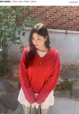 アゲインベーシックコットンルーズフィットⅤネックニット (5color)