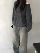 Melton loose fit knitwear (2 colors)