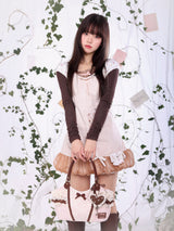 ROSE ISLAND Vanilla Strong Tea Spring Feeling Heavy Embroidery Floral Teapot Applique Hand-Sewn Beads and Sequins Dress