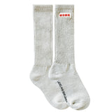 Clare Patch Crew Socks Light Grey