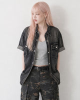 (UNISEX)スラブデニムオーバーシャツ
