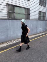  DOUBLE BUTTON PLEATS SKIRT