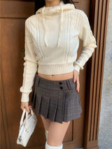 Wrap Check Pleated Mini Skirt