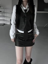 matte chic leather vest