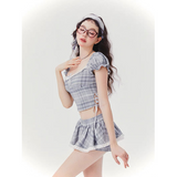 [GirlyFancyClub]ミュージックフェス チェックショートトップ＆スカート セット