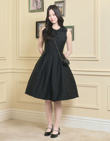 [LADY LINE] Ophelia Ribbon Point Sleeveless Midi Balloon Dress Black