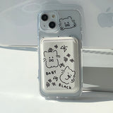 Black - Baby Blackcat Magsafe Phone Case Card Pocket Set