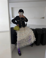 Color-Blocked Chain Tweed Jacket