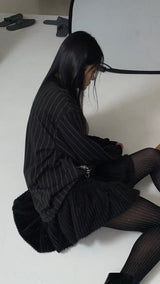 ピンストライプボクシーポロシャツ[ブラック]