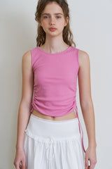 Shirring sleeveless top_pink