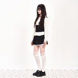 RIBBON FRILLY WAIST VEST - BLACK