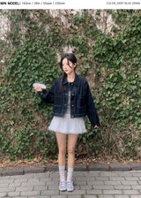 #ヘイステッチラウンドカラーデニムジャケット