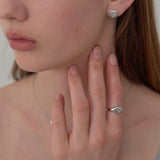 Silver 925 Luna Pearl Ribbon Heart Ring