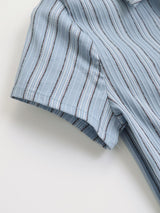 Striped Short-Sleeve Shirt with Tie