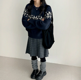 Bomi A-line pleated check midi skirt 