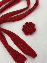Red Rose pin + knit scarf