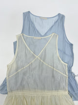 Tencel See-through Frill Sleeveless Blouse