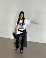 Pleated Slim Long Bootcut Pants