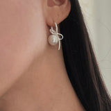 [92.5silver] ペアリボンピアス