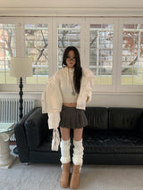 Wrap Check Pleated Mini Skirt