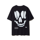 スマッジングスカルグラフィックTシャツ_ブラック