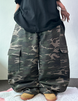 SEMI BALLOON WIDE OVER CARGO MILITARY LONG PANTS 🐝💚🤎 - 2 COLORS