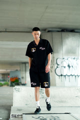 "BLESSED VIRGIN" WASHED EMBROIDERY SATIN SHIRT