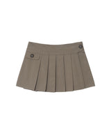 BUTTON WRAP MINI SKIRT - TAUPE GRAY