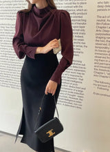 Nubet Half-Neck Drape Puff Blouse