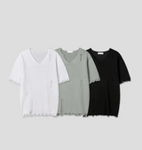 [S/S]バカンスダメージVネックハーフニット(3color)