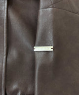 UNISEX フェイクレザーキルティングブルゾン_ブラウン
