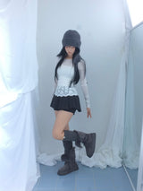 Flower Lace Slim Knit Top