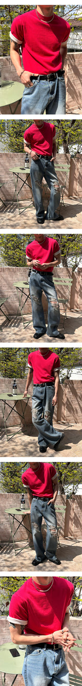 [Unisex] Tin washing boots cut denim pants