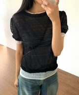 パフウィンクルシースルーショートスリーブTシャツ 4C