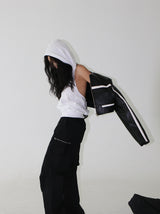 Backless Hooded Zip-Up Sleeveless