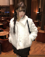 ネユカラーシェルパキルトファーハーフジャケット