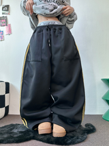 FLEECE❤TRACK BIG POCKET LONG WIDE BALLOON PANTS 🖤🩶💛4COLOR