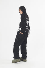 Double knee carpenter black denim pants