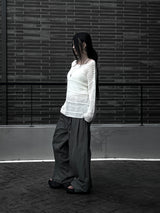 [unisex] ピンタックリベットナイロンパンツ (2color)