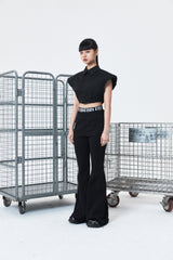 ベーシックファインブーツカットバンディドウエストパンツ (BLACK)
