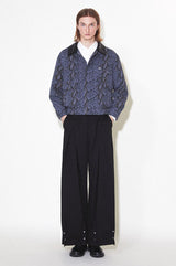 Vertical striped texture, elastic waist design, drapey casual long pants