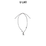Leaf Clear Pendant Long Necklace