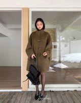 wool high-neck toggle half coat