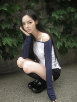 Keuen Raglan Color Matching See-through Long Sleeve T-shirt