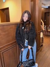 ビーズネーブルウールボタンファージャケット