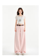 Cherry Blossom Pink Wide Leg Lyocell Denim Jeans
