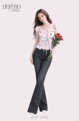 Red Rose Lace Layered Blouse