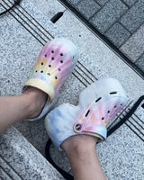 レオパードペイントプラットフォームクロッグホールフープスリッパーズ