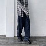 Seamed Washed Wide-Leg Trousers