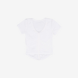 Lucent shirring button crop tee